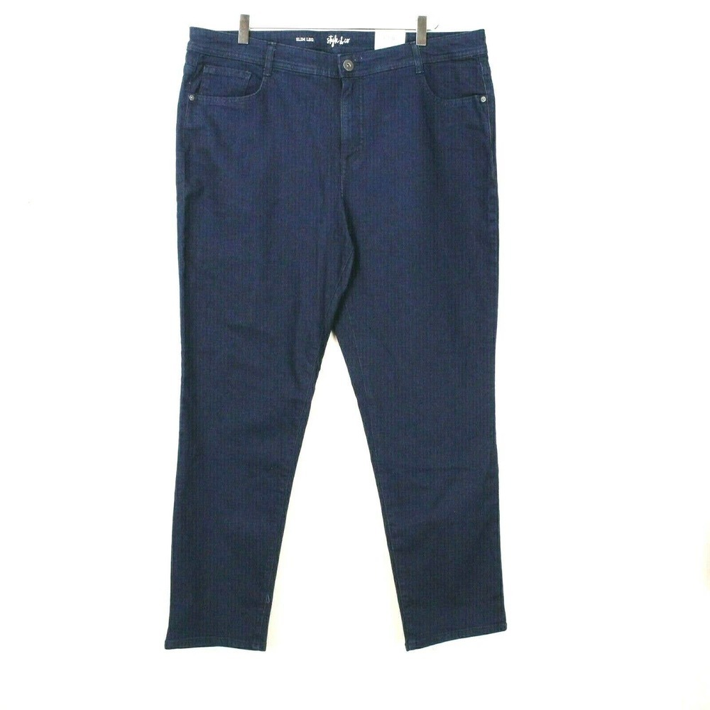 Slim Leg High Rise Jeans Dark Wash Style & Co Tummy Control Plus Size